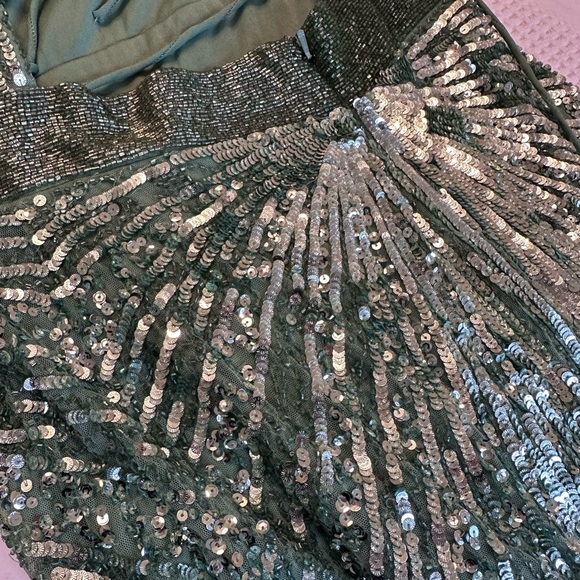 MAC DUGGAL - Sequined One-Shoulder Lace-Up Gown -SAGE - Picture 7 of 7